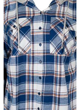 Ternet skjortejakke med hætte, Blue White Check, Packshot image number 2