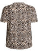 T-shirt med leopardprint og tekstmotiv, Brun, Packshot image number 1