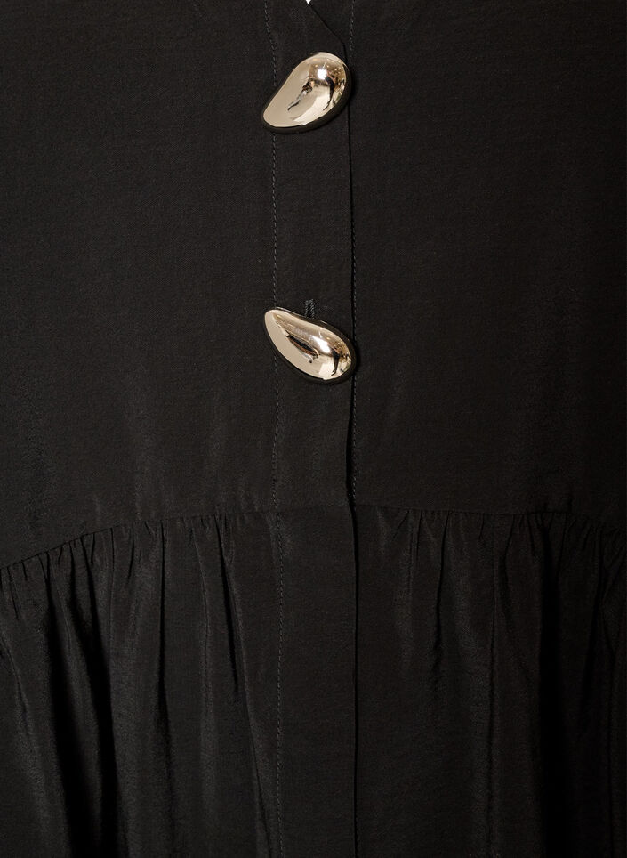 &AElig;rmel&oslash;s peplumbluse med dekorative knapper, Sort, Packshot image number 2