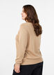 Strikbluse i bomuld med strukturmønster, Beige, Model image number 2