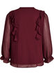 Transparent bluse med fl&aelig;ser og bindeb&aring;nd, R&oslash;d, Packshot image number 1