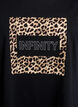 T-shirt med leopardprint og tekst, Black Leo, Packshot image number 2