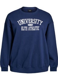 Sweatshirt med tekstmotiv, Bl&aring;