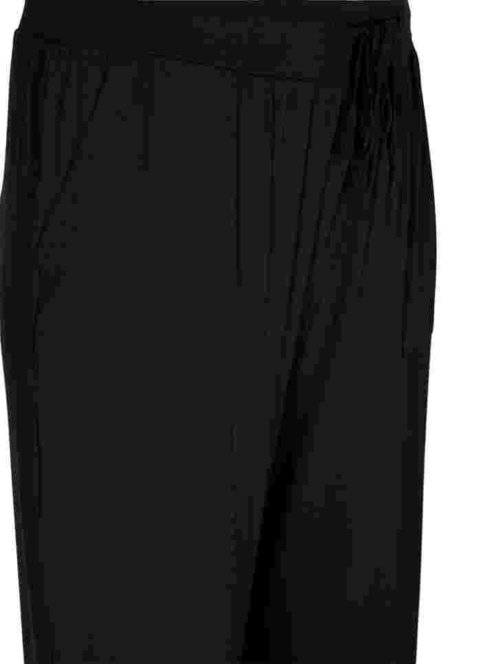 Viskose træningsbukser med lommer, Black, Packshot image number 2