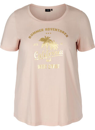 Kortærmet bomulds t-shirt med tryk , Rose Smoke CALIFORN, Packshot image number 0