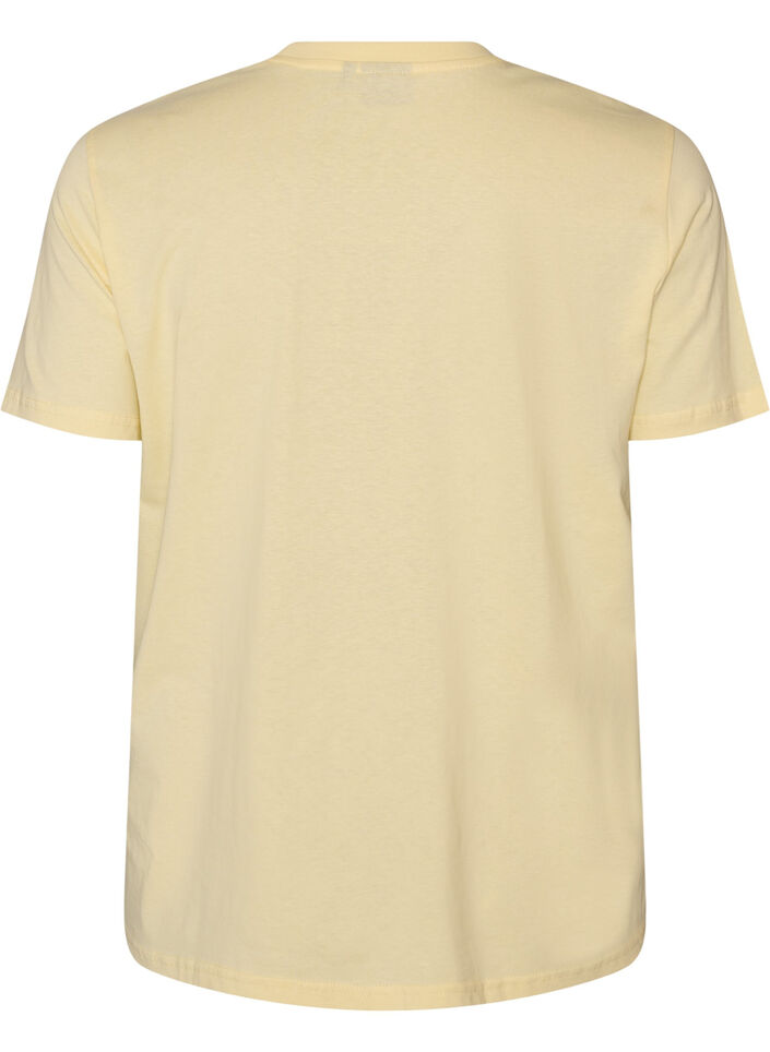 Basis t-shirt i bomuld med rund hals , Gul, Packshot image number 1