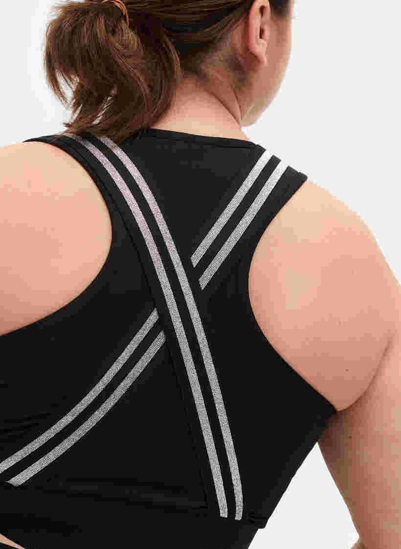 Sports bh med glitter og krydset ryg, Black w. SilverLurex, Model image number 2