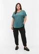 Bluse med korte &aelig;rmer og rund halsudsk&aelig;ring, Gr&oslash;n, Model image number 1