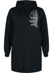 Lang sweatshirt med hætte og lommer, Black, Packshot image number 0