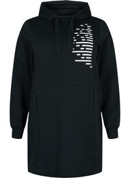 Lang sweatshirt med hætte og lommer, Black