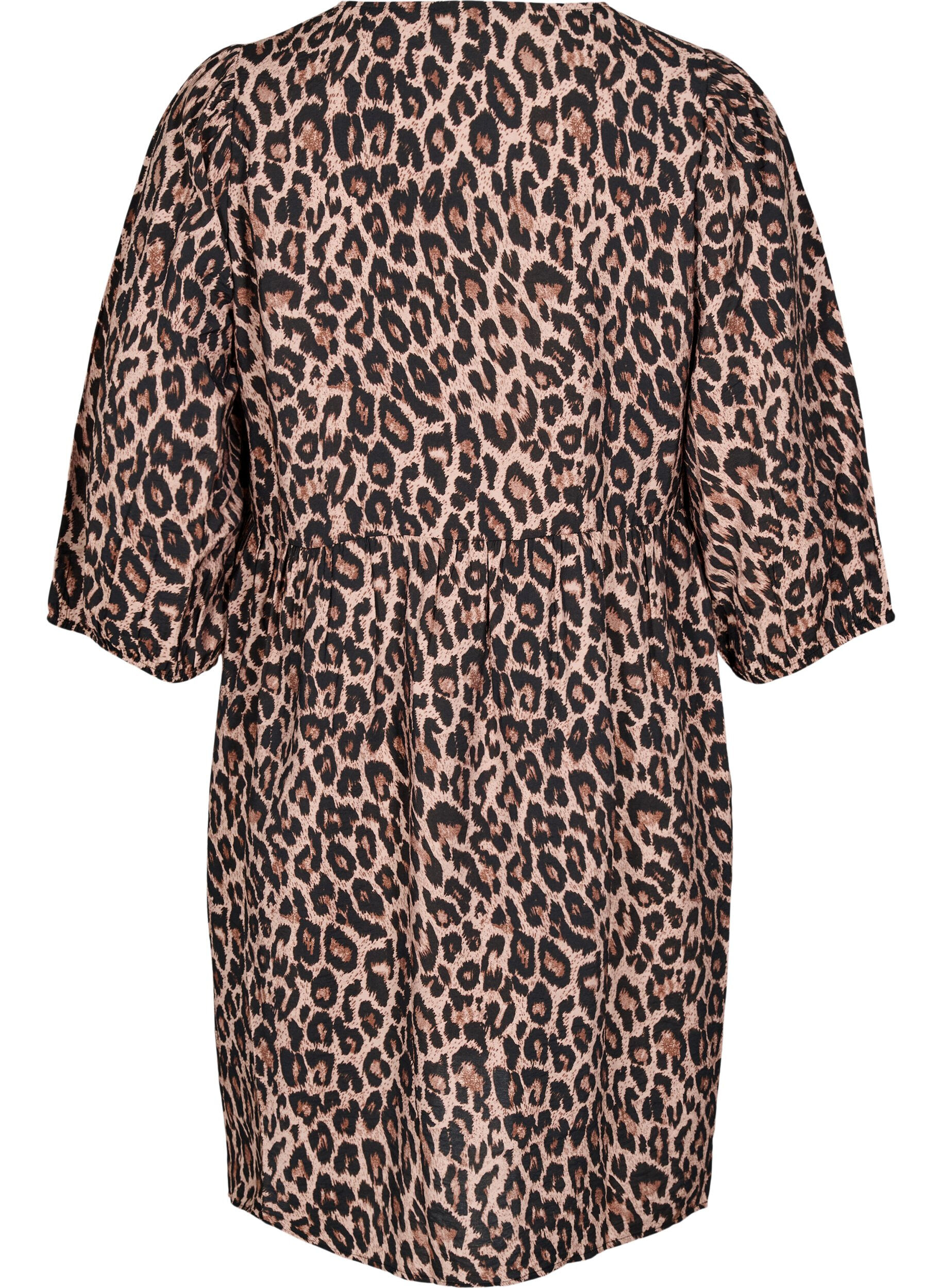 Zizzi Kjole med sl&oslash;jfer og 3/4 &aelig;rmer, LEO AOP, Packshot image number 1