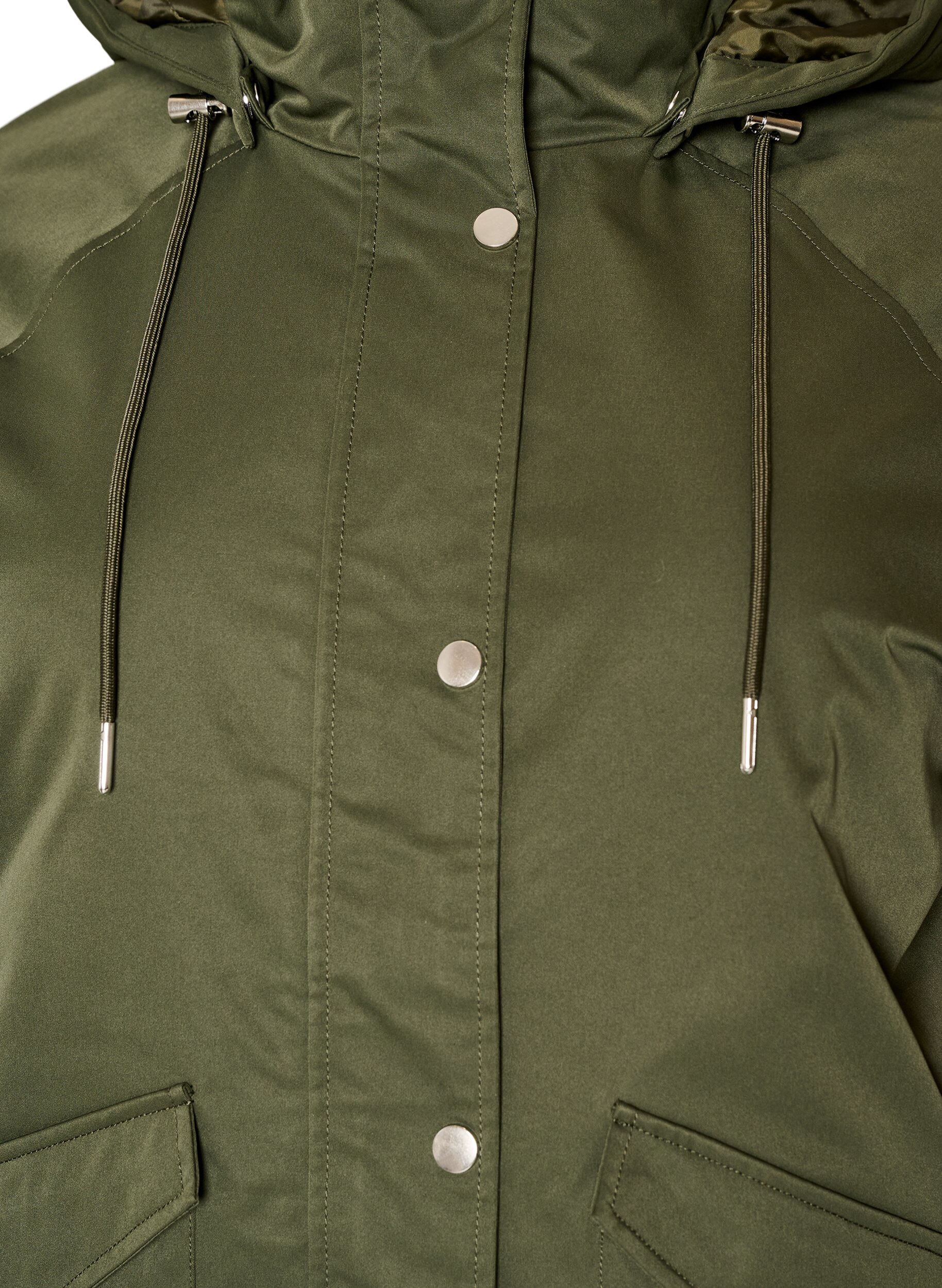 ZizziVatteret parka med aftagelig h&aelig;tte, Gr&oslash;n, Packshot image number 2