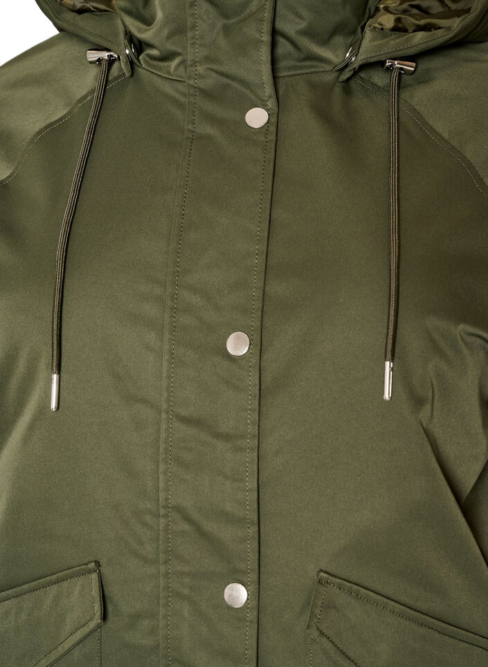 Vatteret parka med aftagelig h&aelig;tte, Gr&oslash;n, Packshot image number 2