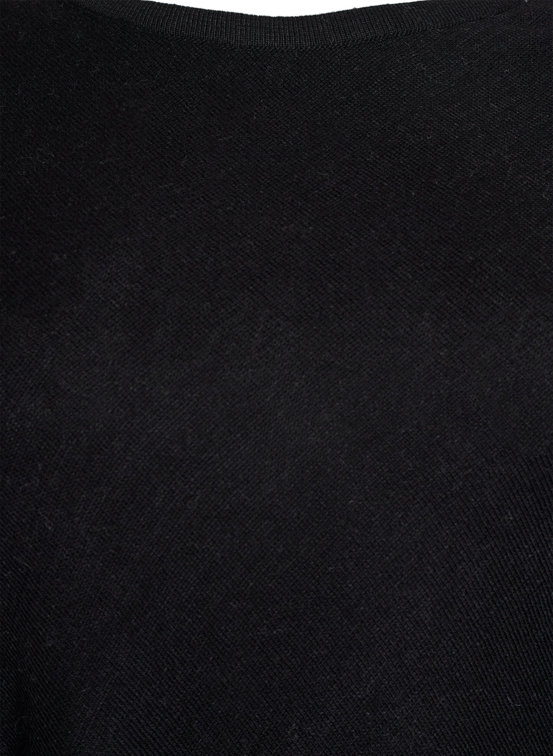 Zizzi Finstrikket poncho, Sort, Packshot image number 2