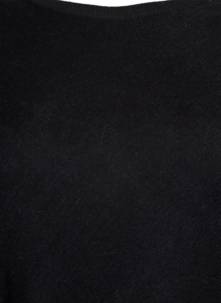 Finstrikket poncho, Sort, Packshot image number 2