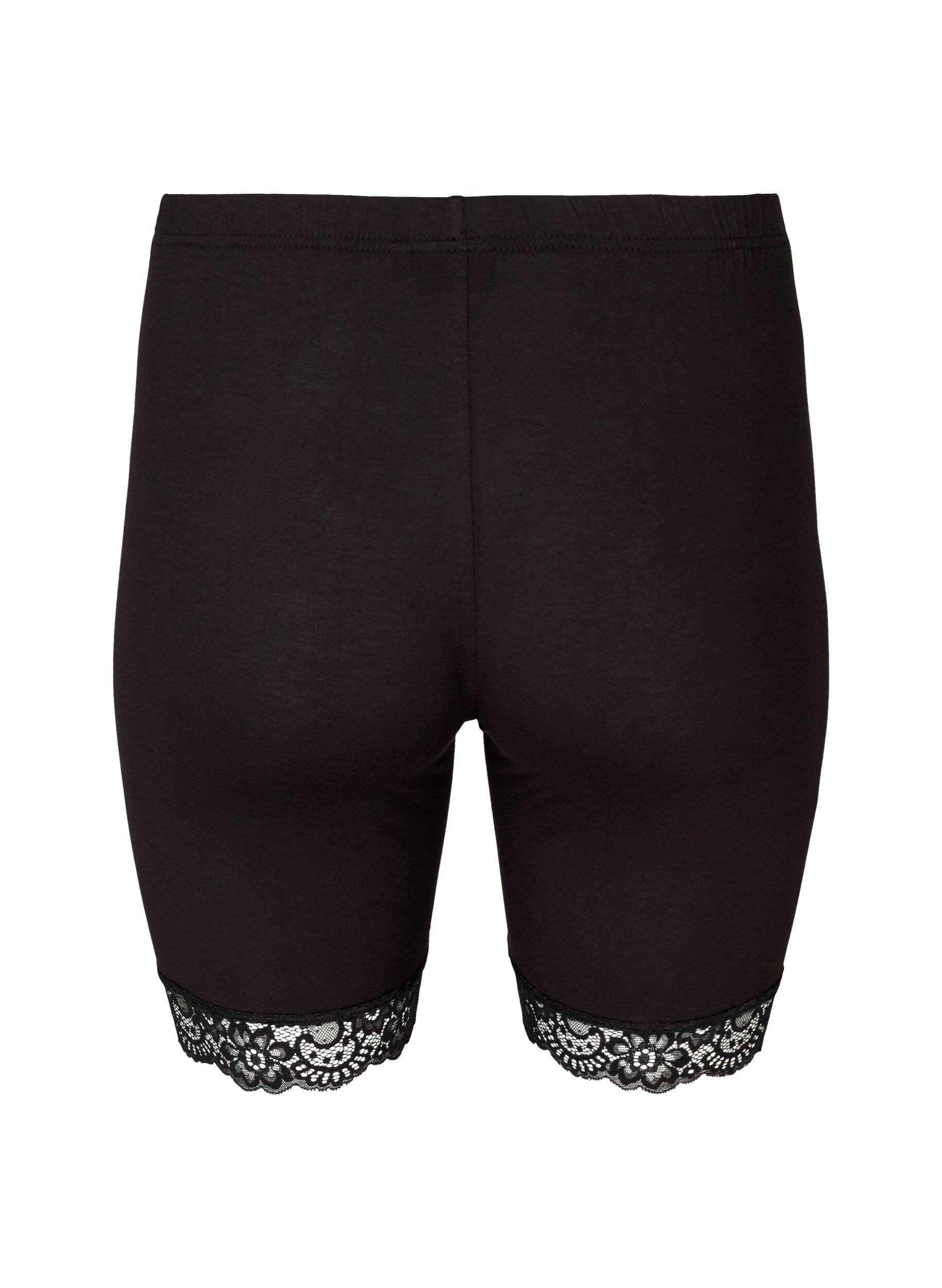 ZizziCykelshorts med blondekant, Sort, Packshot image number 1