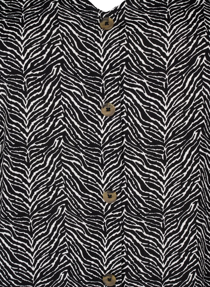 Viskosebluse med knapper, Black Graphic AOP, Packshot image number 2