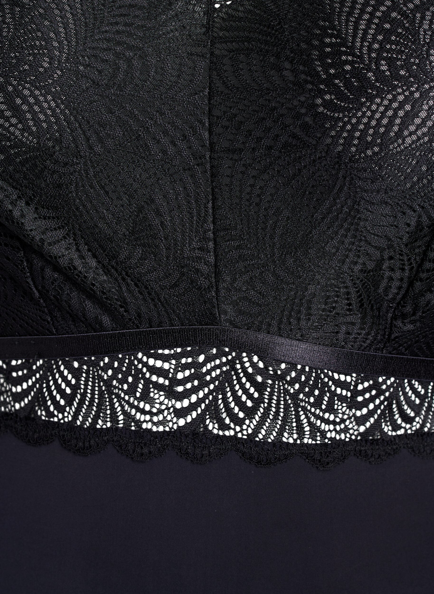 Zizzi Bodystocking med blonder og korte &aelig;rmer, Sort, Packshot image number 2