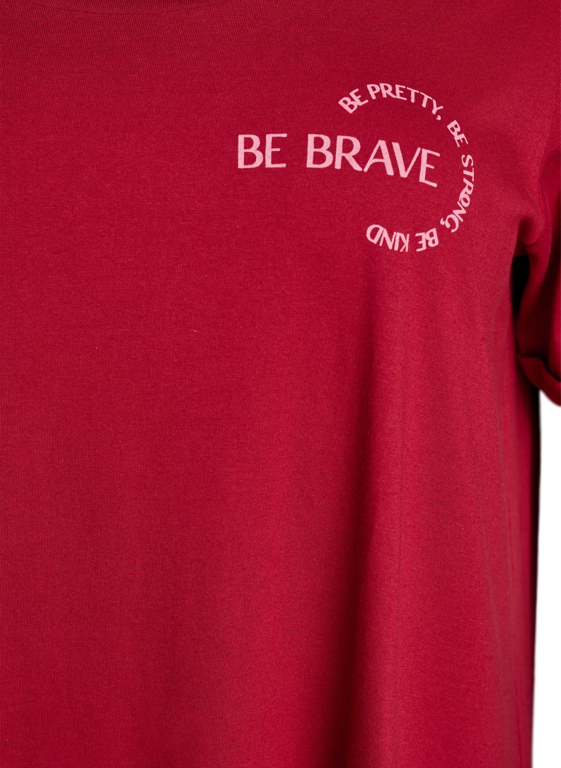 Zizzi Kort&aelig;rmet natkjole i &oslash;kologisk bomuld , R&oslash;d, Packshot image number 2