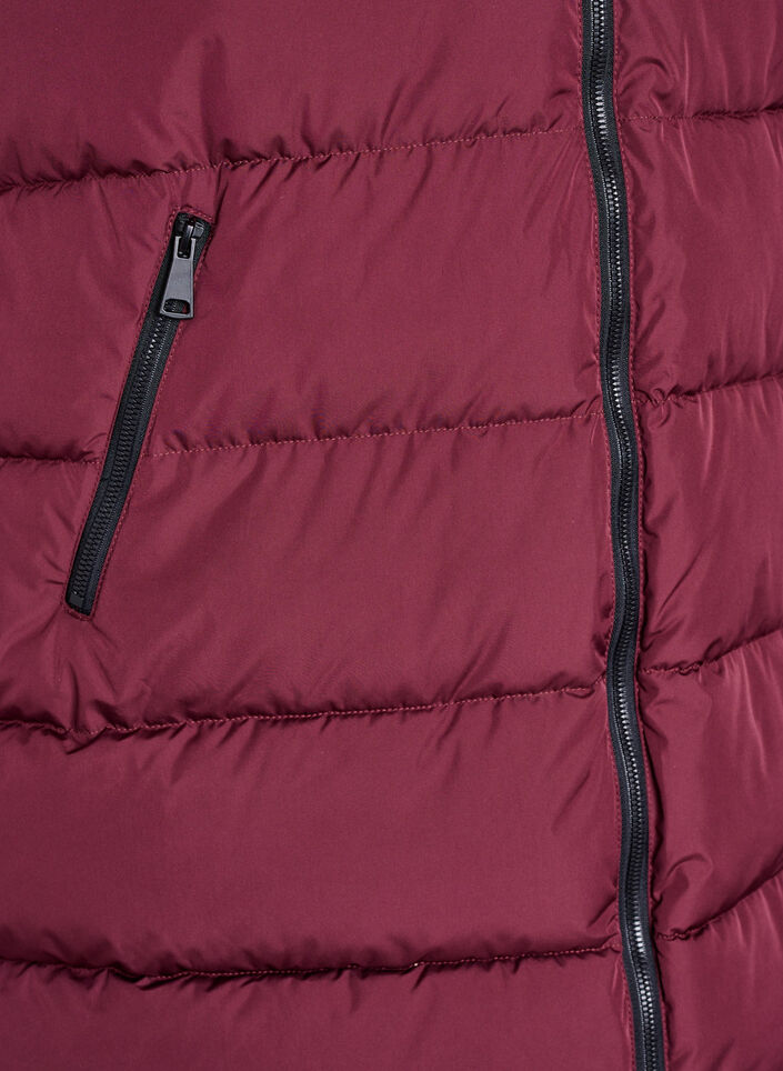 Lang vest med h&aelig;tte og lommer, R&oslash;d, Packshot image number 3