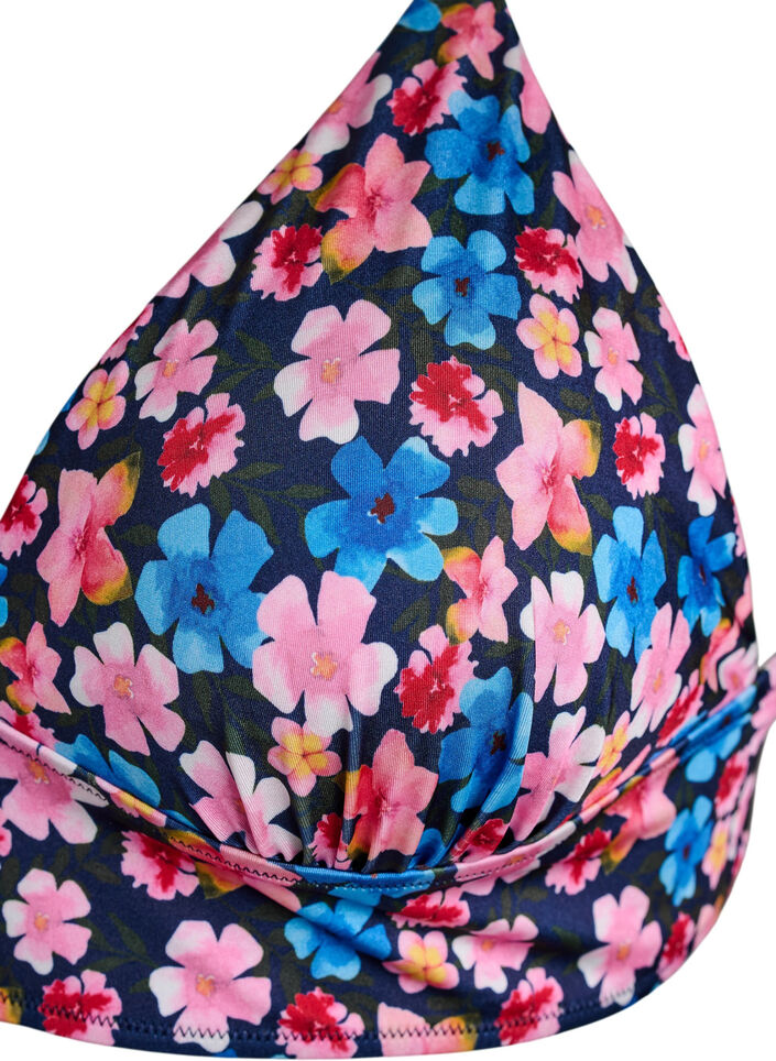 Blomstret bikinitop med bindeb&aring;nd bagp&aring;, Lyser&oslash;d, Packshot image number 2