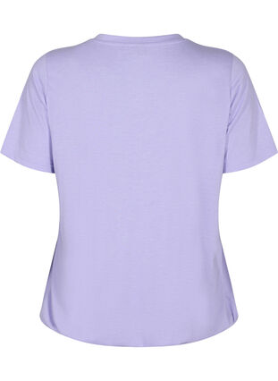 Meleret t-shirt med elastikkant, Lavender Mél, Packshot image number 1