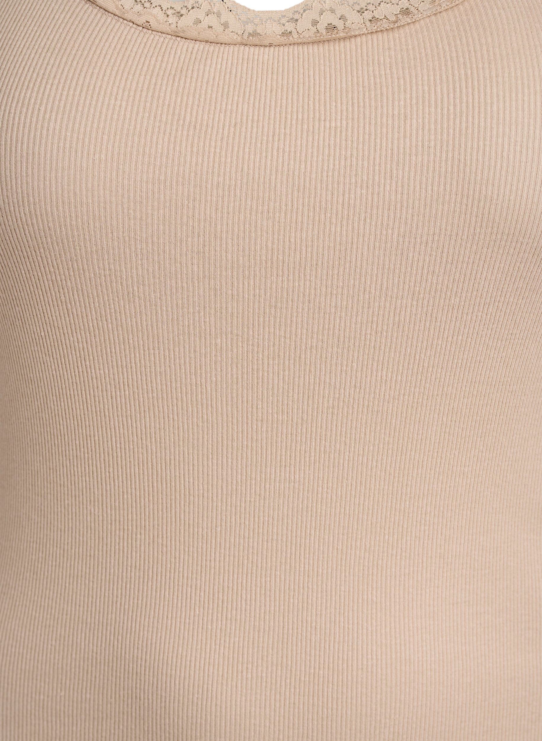 ZizziTop med blondekant, Beige, Packshot image number 2