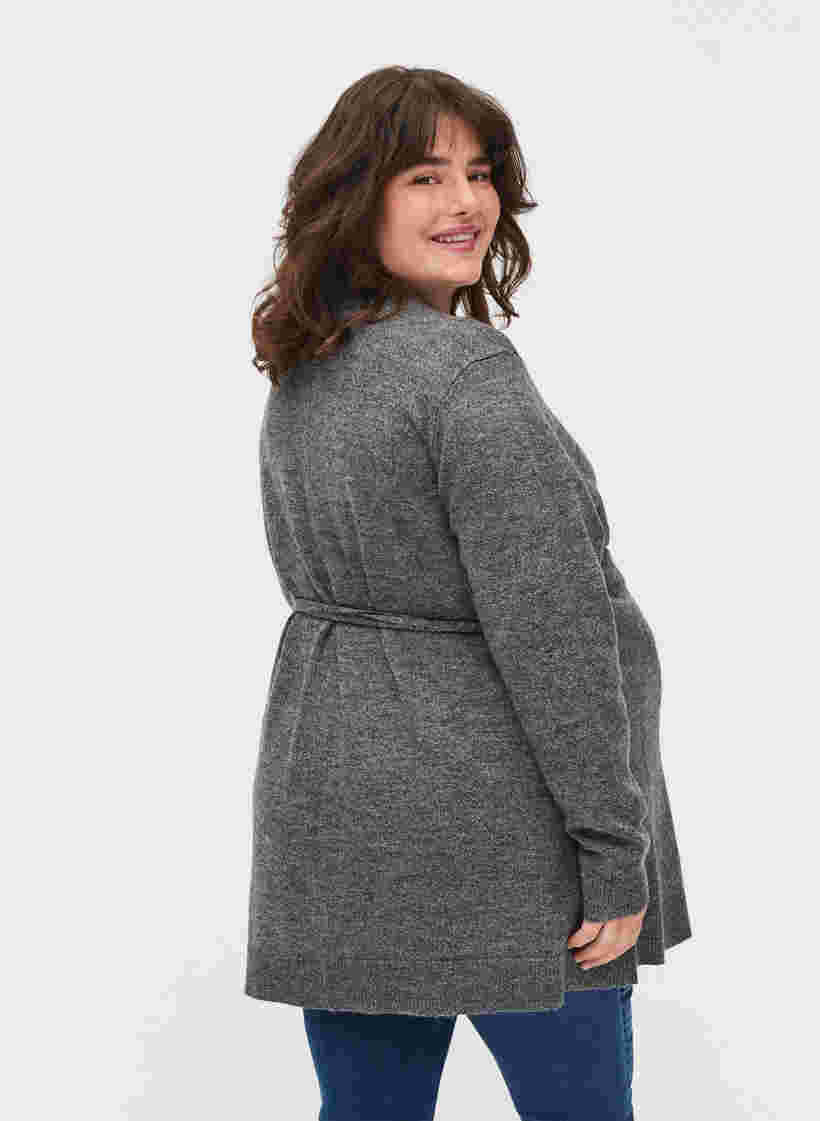 Meleret graviditets strikbluse med wrap , Medium Grey Melange, Model image number 1