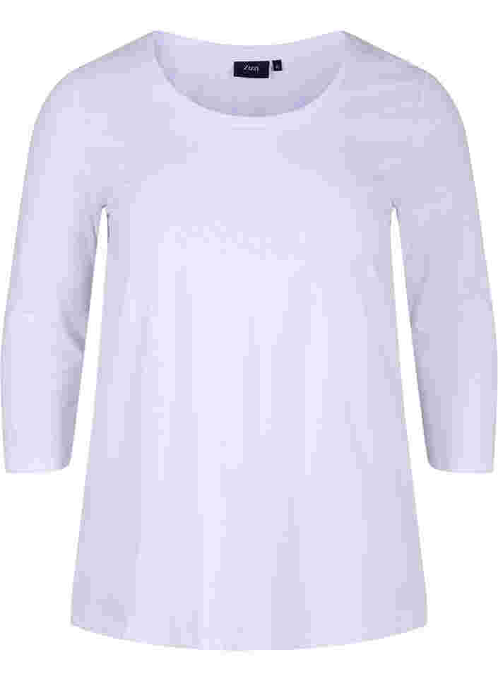 Basis t-shirt med 3/4 ærmer, Bright White, Packshot image number 0