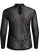 T&aelig;tsiddende meshbluse med lange &aelig;rmer, Sort, Packshot image number 1