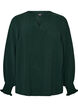 Bluse med smock manchetter og V-udsk&aelig;ring, Gr&oslash;n, Packshot image number 0