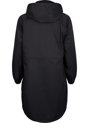 Funktionel frakke med lommer og hætte, Black, Packshot image number 1