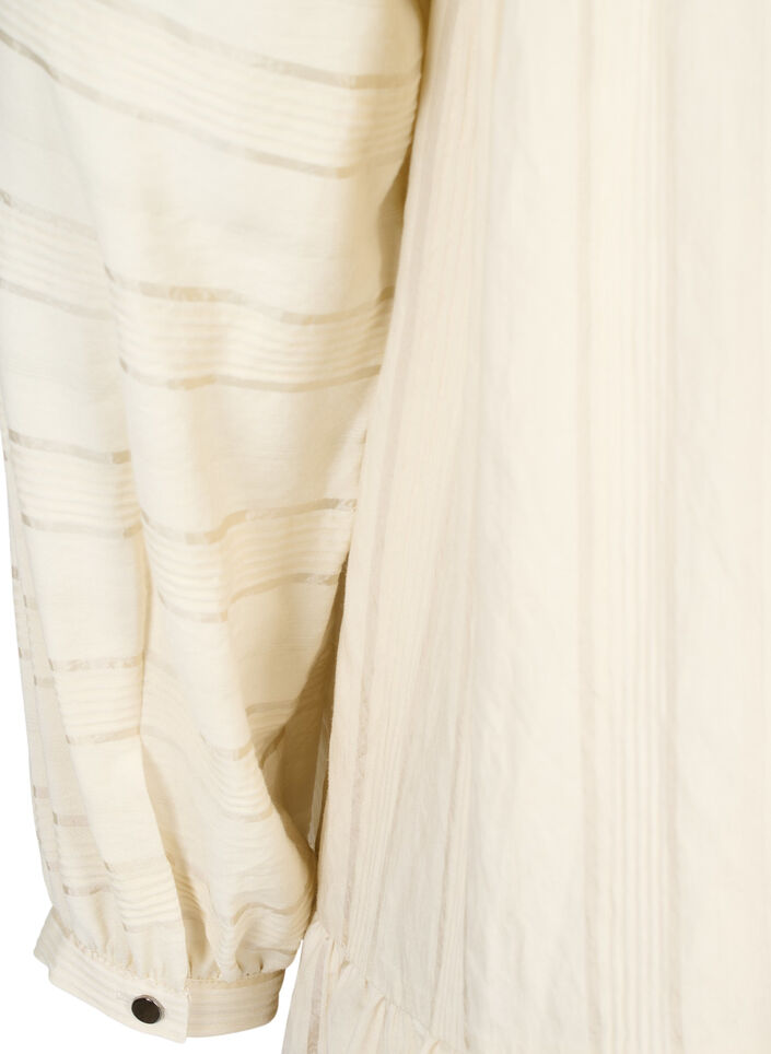 Mønstret viskose tunika med knapper og lange ærmer, Fog, Packshot image number 3