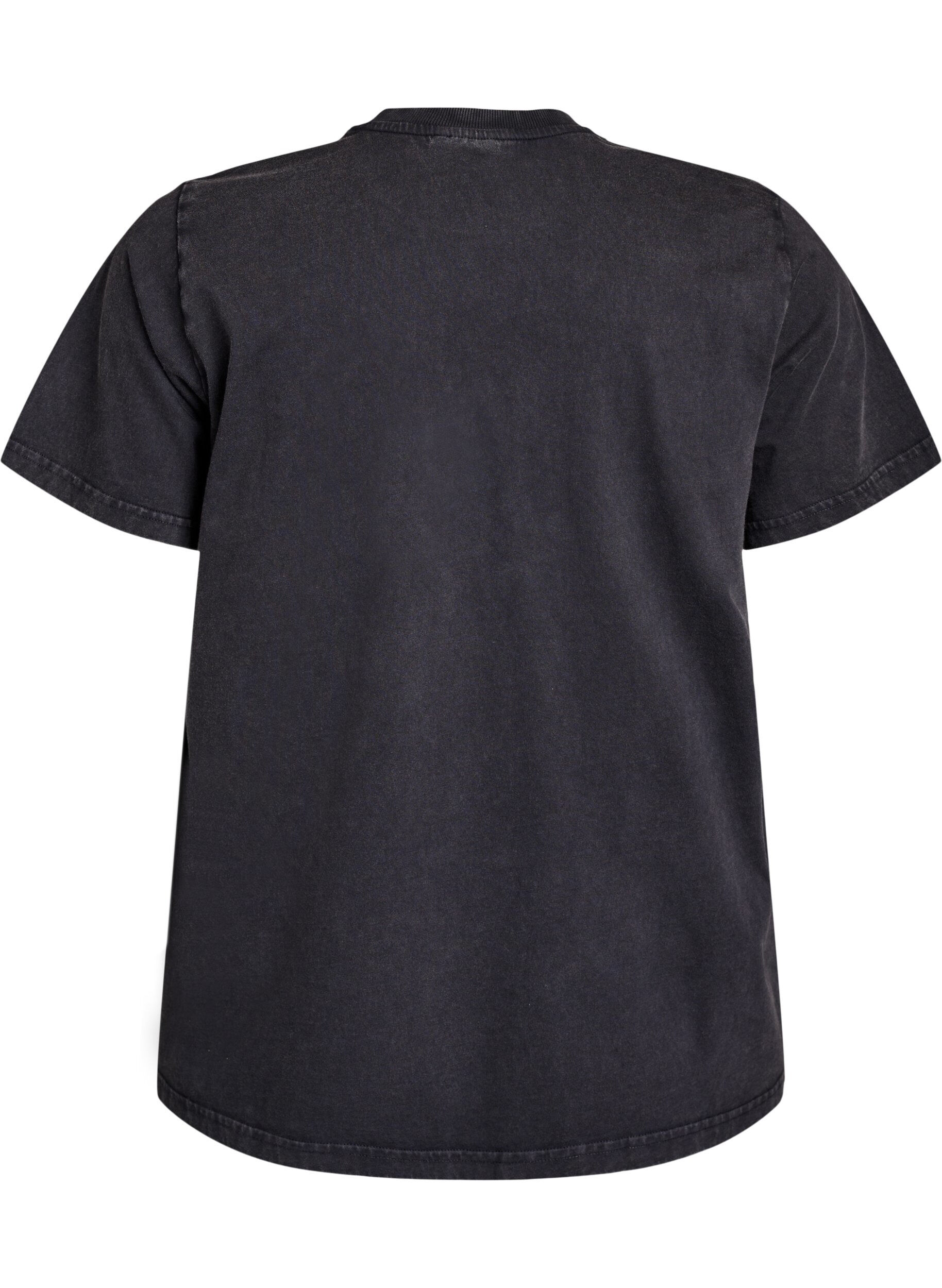 Zizzi T-shirt med bamsemotiv og vasket look, Gr&aring;, Packshot image number 1