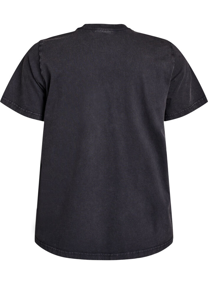 T-shirt med bamsemotiv og vasket look, Grå, Packshot image number 1