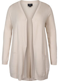 Lang strikcardigan i viskosemix, Beige