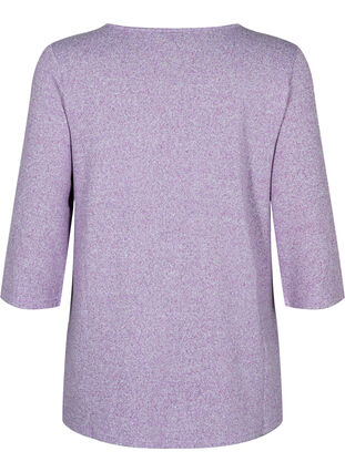 Bluse med knapper og 3/4 ærmer, Royal Lilac Melange, Packshot image number 1