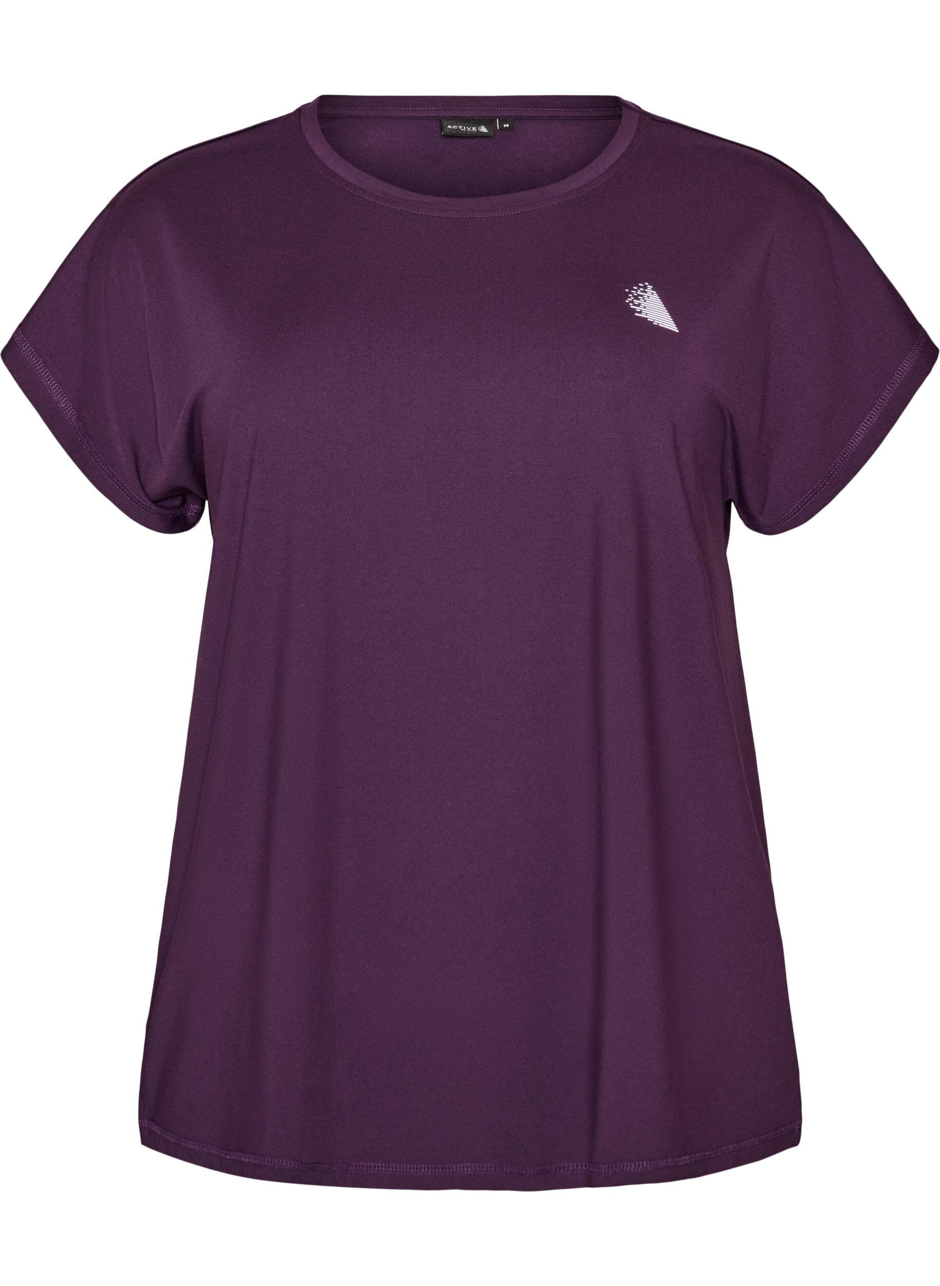 ZizziEnsfarvet tr&aelig;nings t-shirt, Lilla, Packshot image number 0