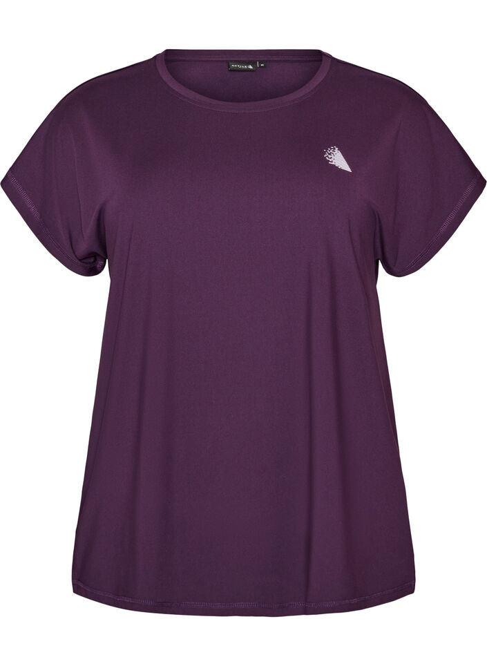 Ensfarvet tr&aelig;nings t-shirt, Lilla, Packshot image number 0