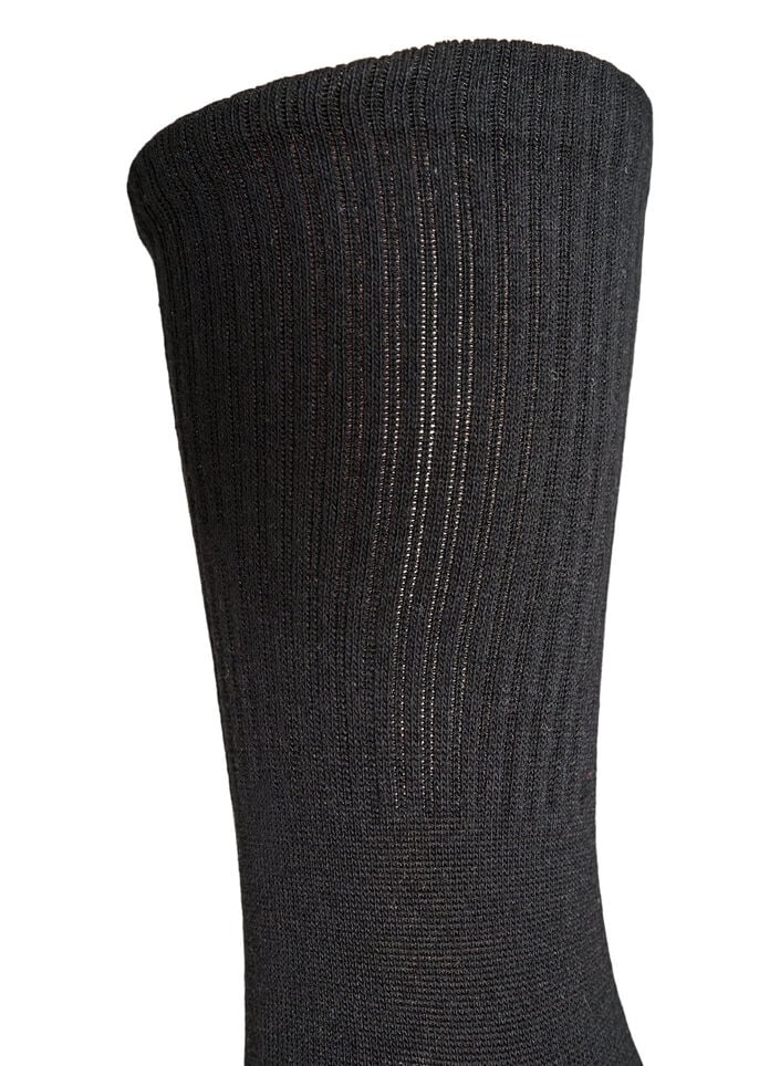 Bomuldsstr&oslash;mpe i ribstrik, Sort, Packshot image number 2