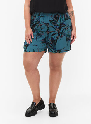 Løstsiddende shorts i viskose, Sea Pine Leaf, Model image number 2