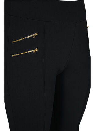Ensfarvede leggings med lynlåsdetaljer, Black, Packshot image number 2