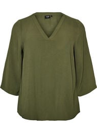 Bluse med 3/4 &aelig;rmer, Gr&oslash;n