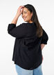Skjortebluse i bomuld med v-udsk&aelig;ring, Sort, Model image number 2