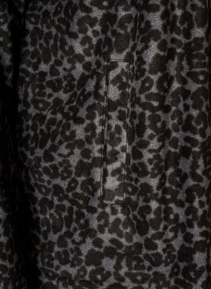 Fleecejakke med leopardm&oslash;nster og h&oslash;j krave, Sort, Packshot image number 3