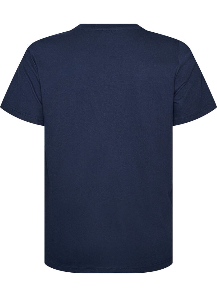T-shirt i &oslash;kologisk bomuld med bamsemotiv, Bl&aring;, Packshot image number 1