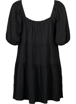 A-formet kort kjole med v-hals, Black, Packshot image number 1