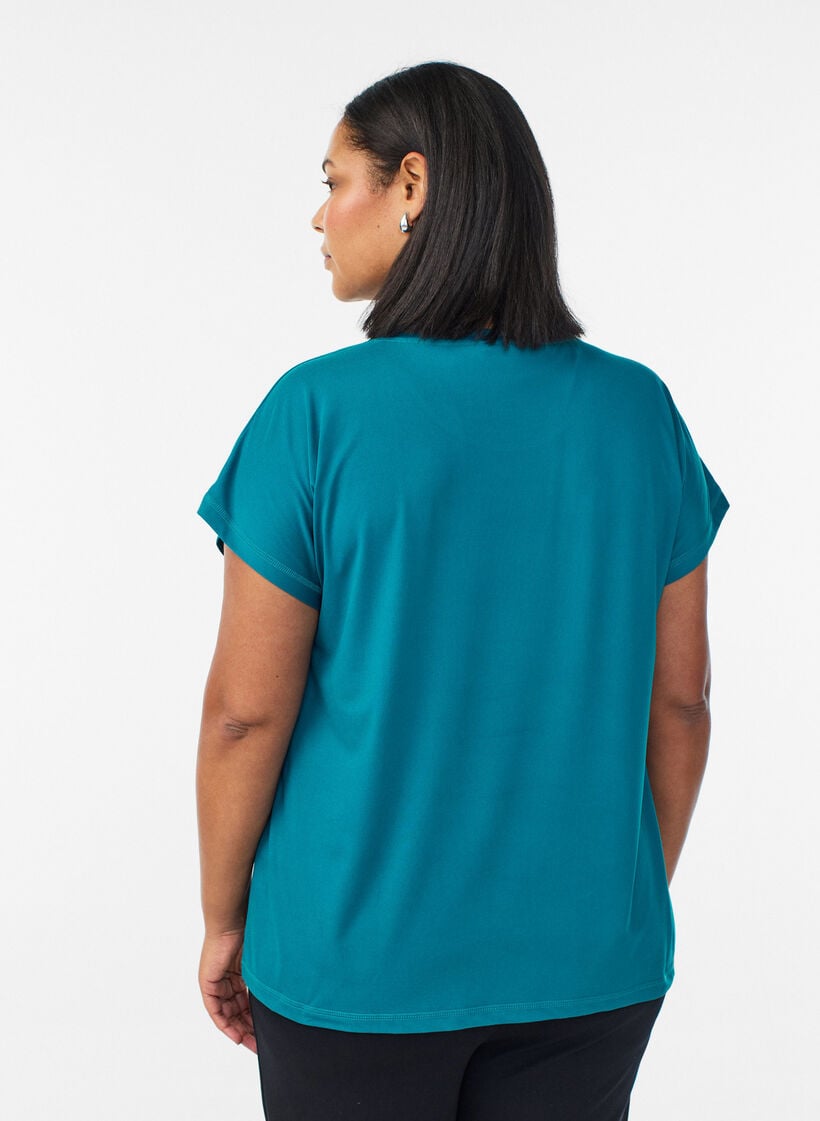 Ensfarvet tr&aelig;nings t-shirt, Gr&oslash;n, Model image number 2