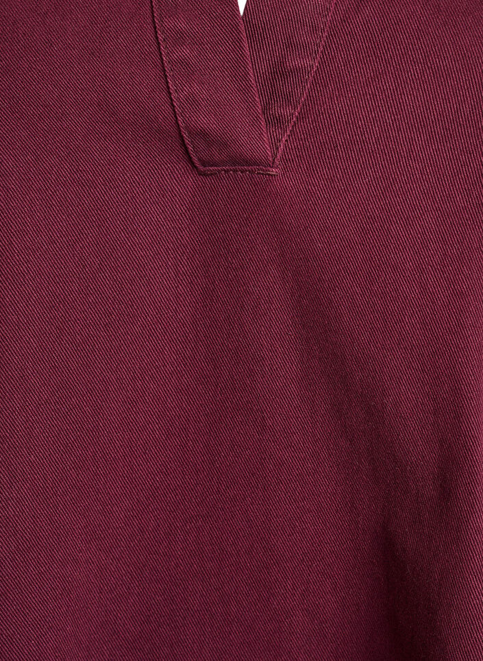 Kort denimkjole med krave og V-hals, Rød, Packshot image number 2