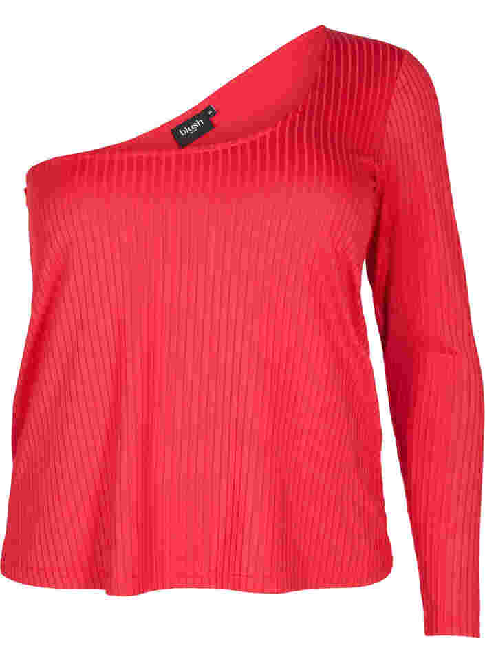 One-shoulder bluse , Tango Red, Packshot image number 0